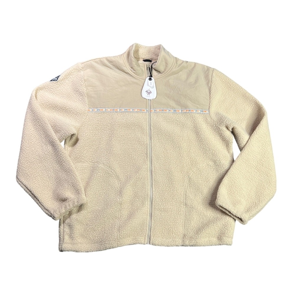 Prana Hurricane FZ Fleece‎ Jacket Men's Large Cliffside Beige Sherpa Full Zip